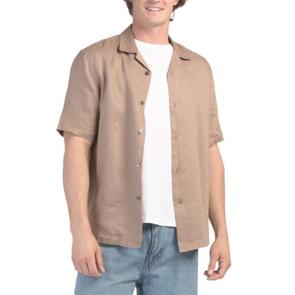 THEORY FOSSIL Linen Daze Short Sleeve Shirt